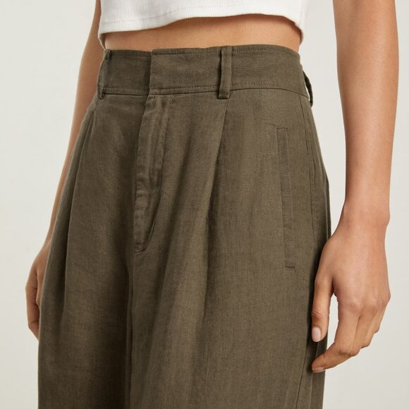 NWT Everlane Linen Way-High Drape Pant in Beech Size 6 Beech - Picture 4 of 9